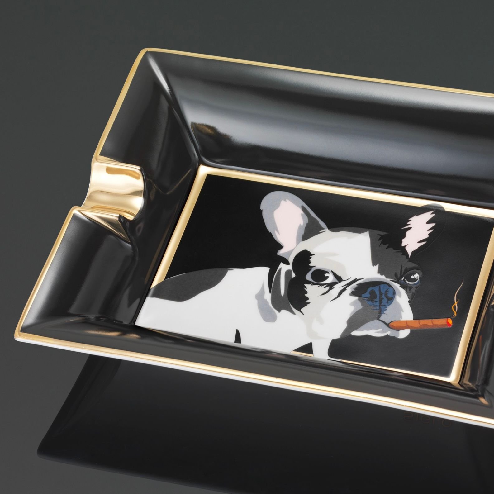 Dog In Black Ashtray